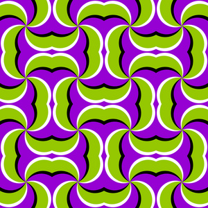 抽象矢量背景与绿色和紫色元素 (运动的视错觉).无缝模式照片