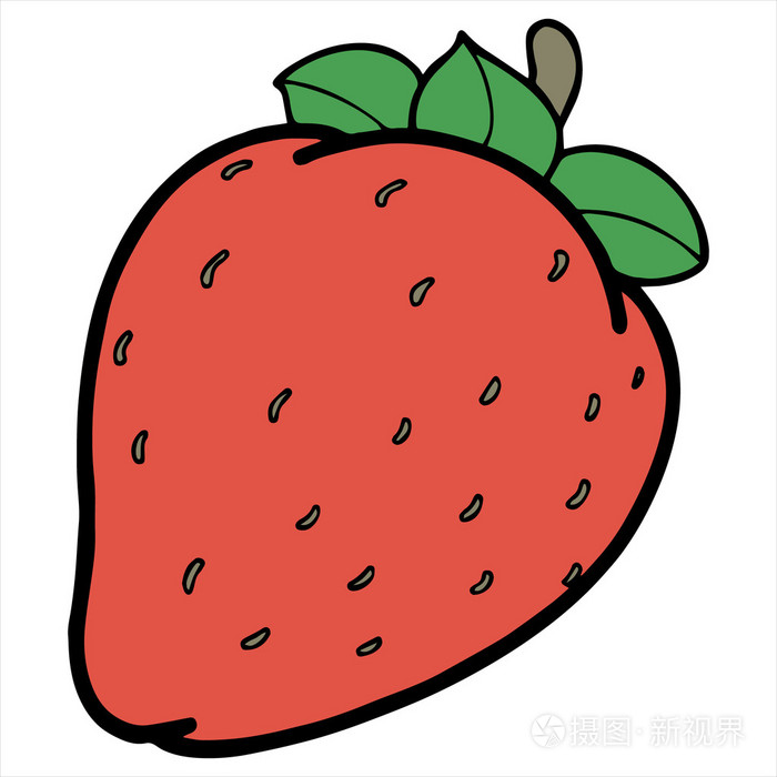 草莓卡通插图上白色孤立