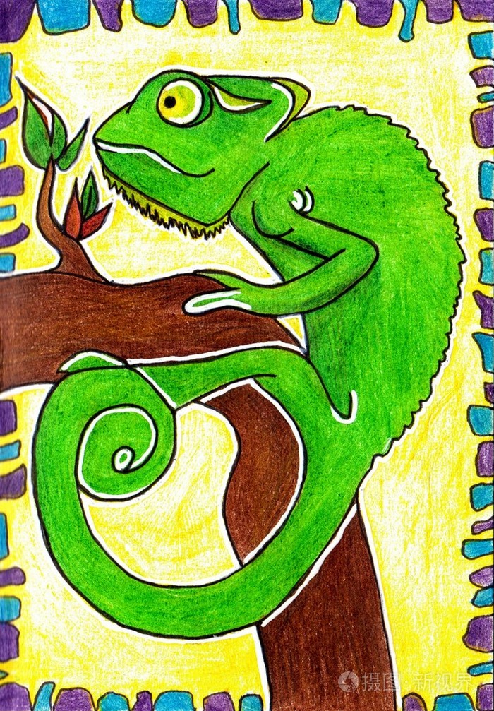 变色龙卡通插图