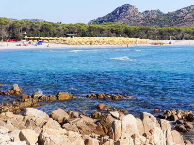 景观的海湾地区的 orosei 撒丁岛 cala ginepro 海滩我