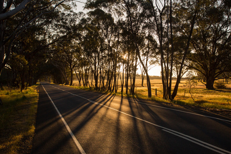 在日落时的澳大利亚国家公路。