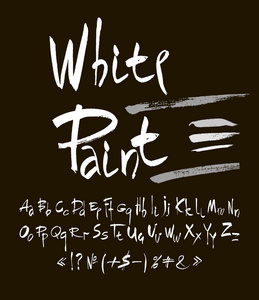 手在复古风格绘制的字母表。您设计的的 Abc。字母表的字母用毛笔写。黑色背景