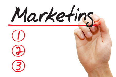 市场营销列表，业务概念的笔迹