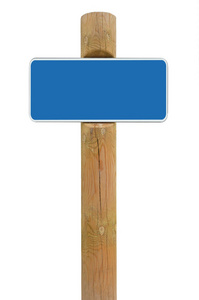 蓝色的金属标志牌标牌副本空间背景道路标志牌上写，老年人风化木竿邮政 孤立空白空框架的招牌板警告路边路标 grunge 米色木