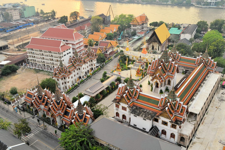曼谷，泰国的佛教寺庙的鸟瞰图