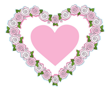 粉红玫瑰的心图片