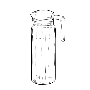 素描手绘的玻璃水瓶照片