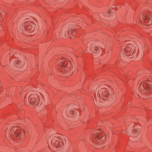 无缝矢量模式与美丽的玫瑰