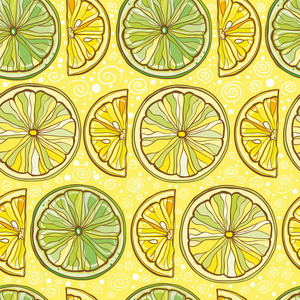 柠檬和酸橙的无缝矢量模式