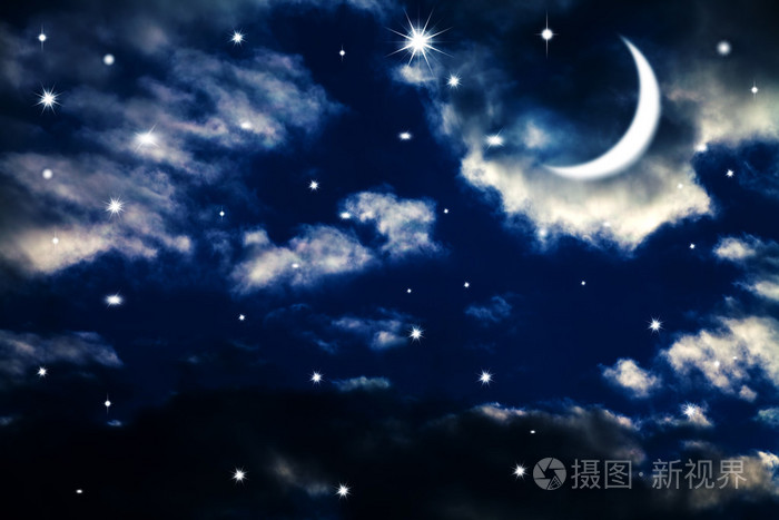 夜空与星星和月亮