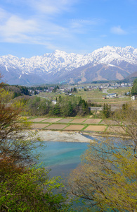 在日本长野的白马的景观