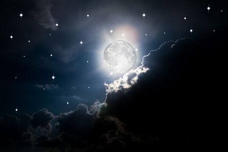 夜空与星星和月亮照片