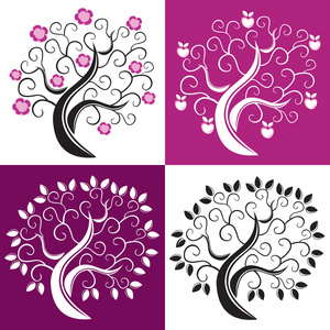 四棵四棵树矢量照片