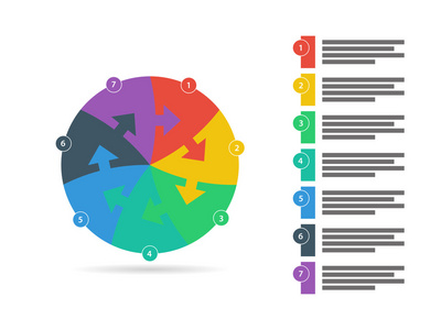 平彩虹光谱彩色的拼图演示文稿信息图表模板与解释性文本字段。矢量图形模板