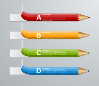 教育铅笔选项信息图表设计模板