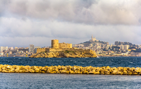 View of the Chteau dIf and the basilica NotreDame de la Gard