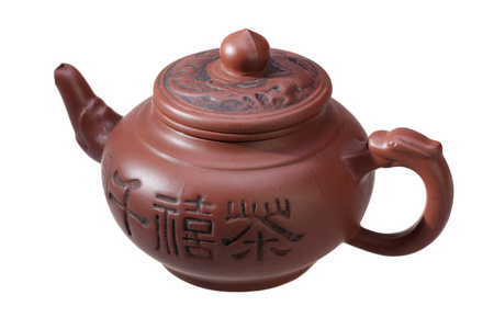 中国茶壶在白色背景上