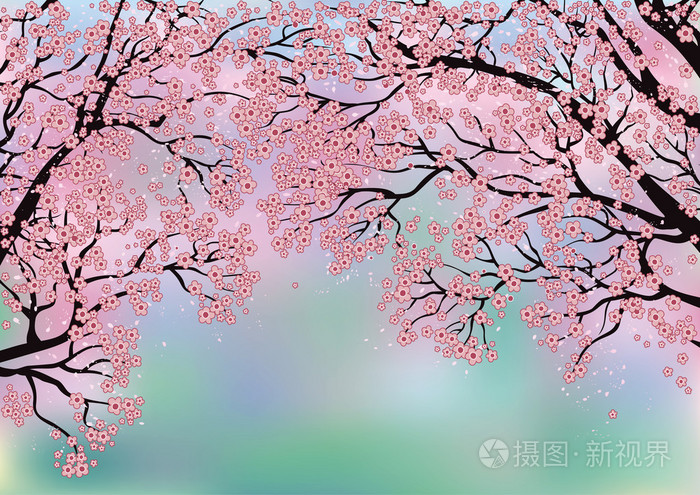 背景与开花的树