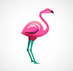 粉红色的火烈鸟图标和插图