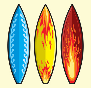 三个彩色冲浪板