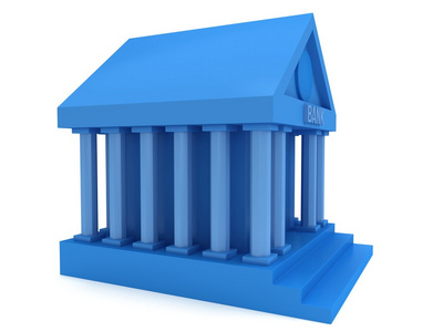 蓝色银行建筑 3d 图标