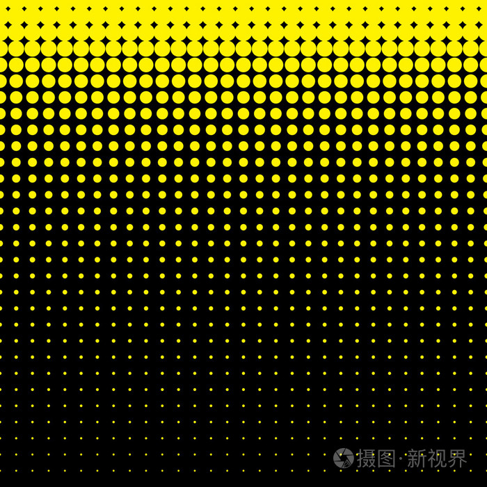 美丽无缝矢量黄色虚线的花纹在黑色背景上