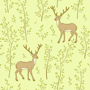 森林壁纸与鹿