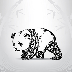 熊猫在装饰中的剪影照片