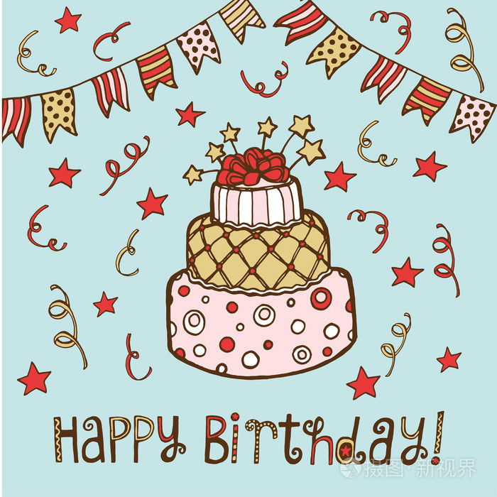 手工绘制的生日贺卡插画-正版商用图片1idgjt-摄图新视界