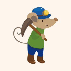 动物鼠标工人卡通主题元素
