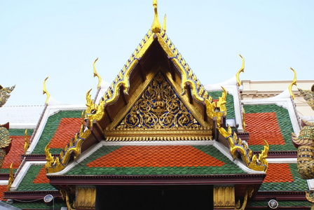 扫管笏 Phra 寺拉达纳 Satsadaram，玉佛寺，曼谷，泰国，亚洲的前台山墙