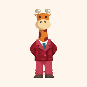 动物长颈鹿工人卡通主题元素