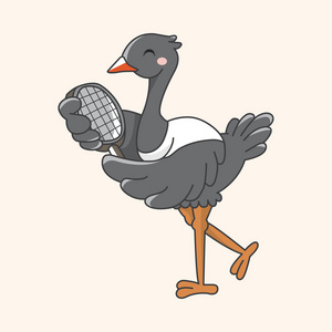 做运动的动物鸵鸟卡通主题元素