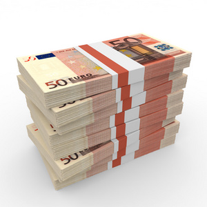 成堆的钱.五十欧元照片