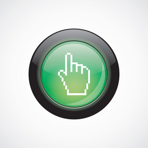 指针像素游标玻璃标志图标绿色光泽按钮