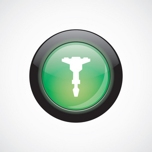 电钻玻璃标志图标绿色光泽按钮