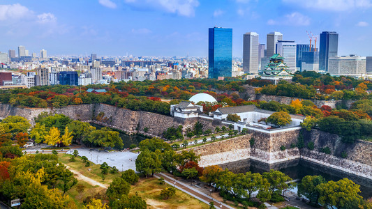 大阪城堡在大阪，日本