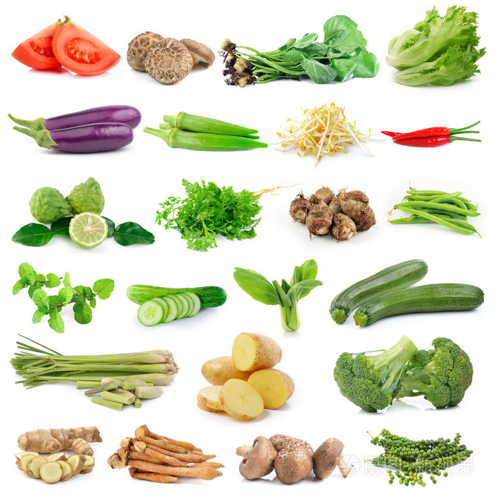 蔬菜上孤立白色背景一套