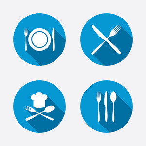 盘菜用叉子和刀子图标