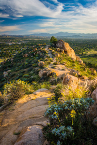 小道沿着山脊和视图在山 Rubidoux 公园，在河中