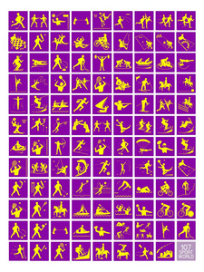 一套黄色和紫色的体育图标