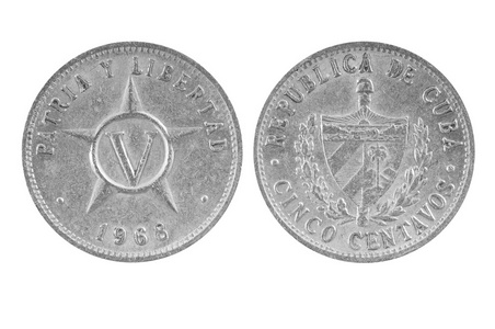 旧的古巴硬币。