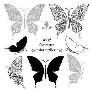 手绘的装饰蝴蝶和元素，集
