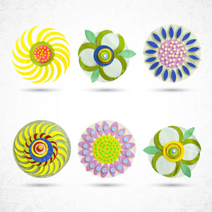 抽象花图标集abstrakt blommor ikoner set