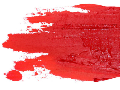 照片红色 grunge 画笔描边油分离在白色背景上的油漆