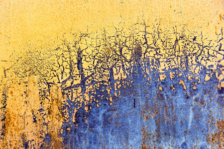Abstracabstract 背景混凝土漆成黄色和蓝色的痛苦