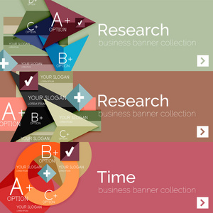 平面设计矢量图横幅与几何信息图表