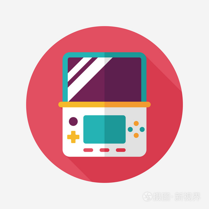 掌上游戏机平面图标与长长的影子eps10