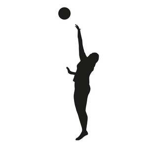 扣排球运动剪影图片