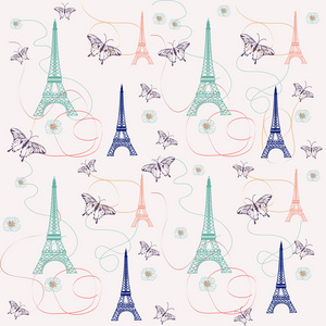 巴黎艾菲尔铁塔的蝴蝶